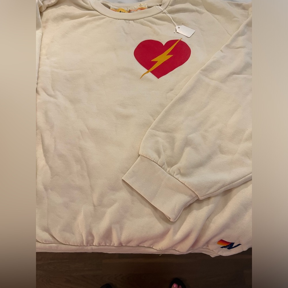 Aviator Nation Bolt Heart crew sweatshirt.